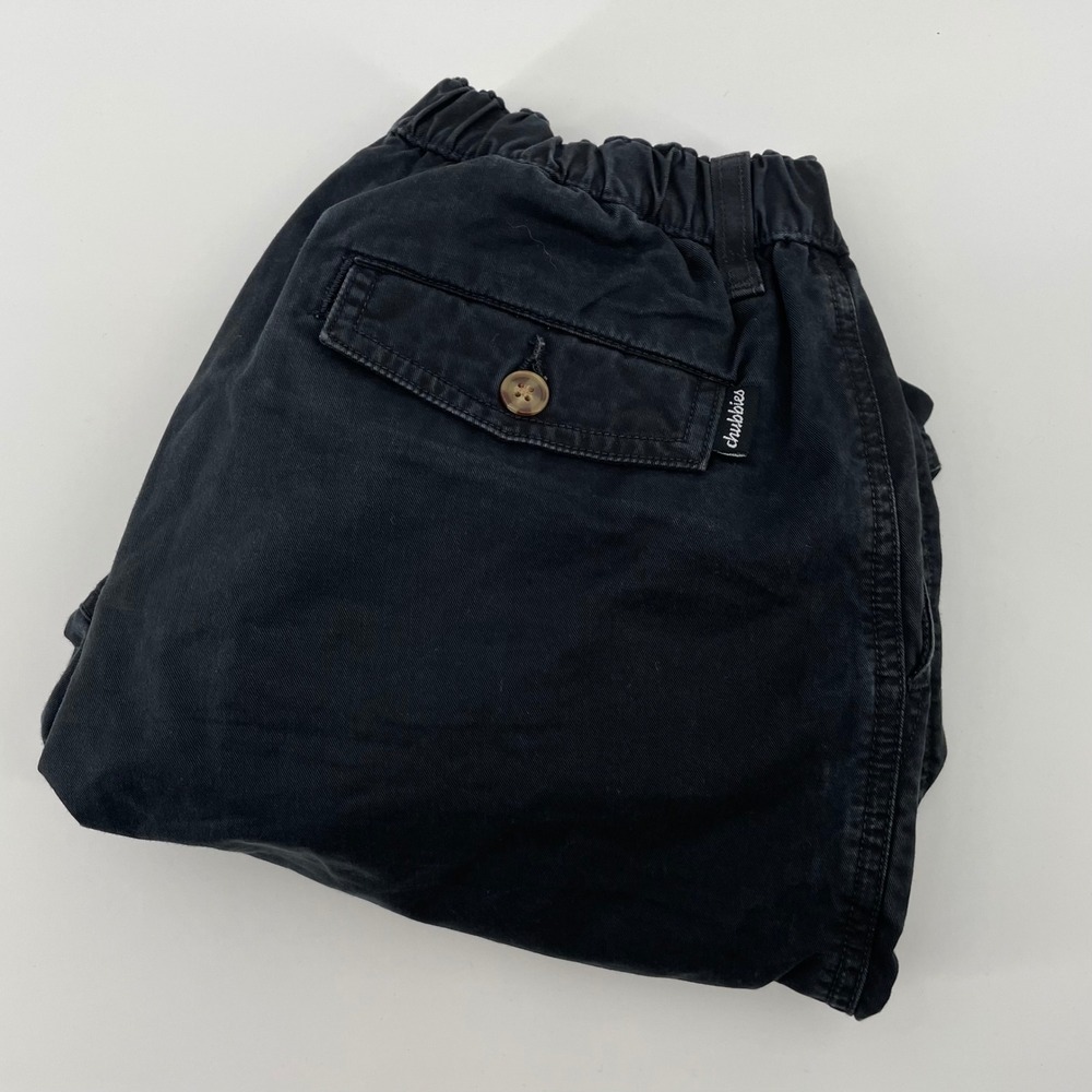 Chubbies Men's Medium Black Cotton Twill Shorts Elastic Waist 7 Inch Inseam